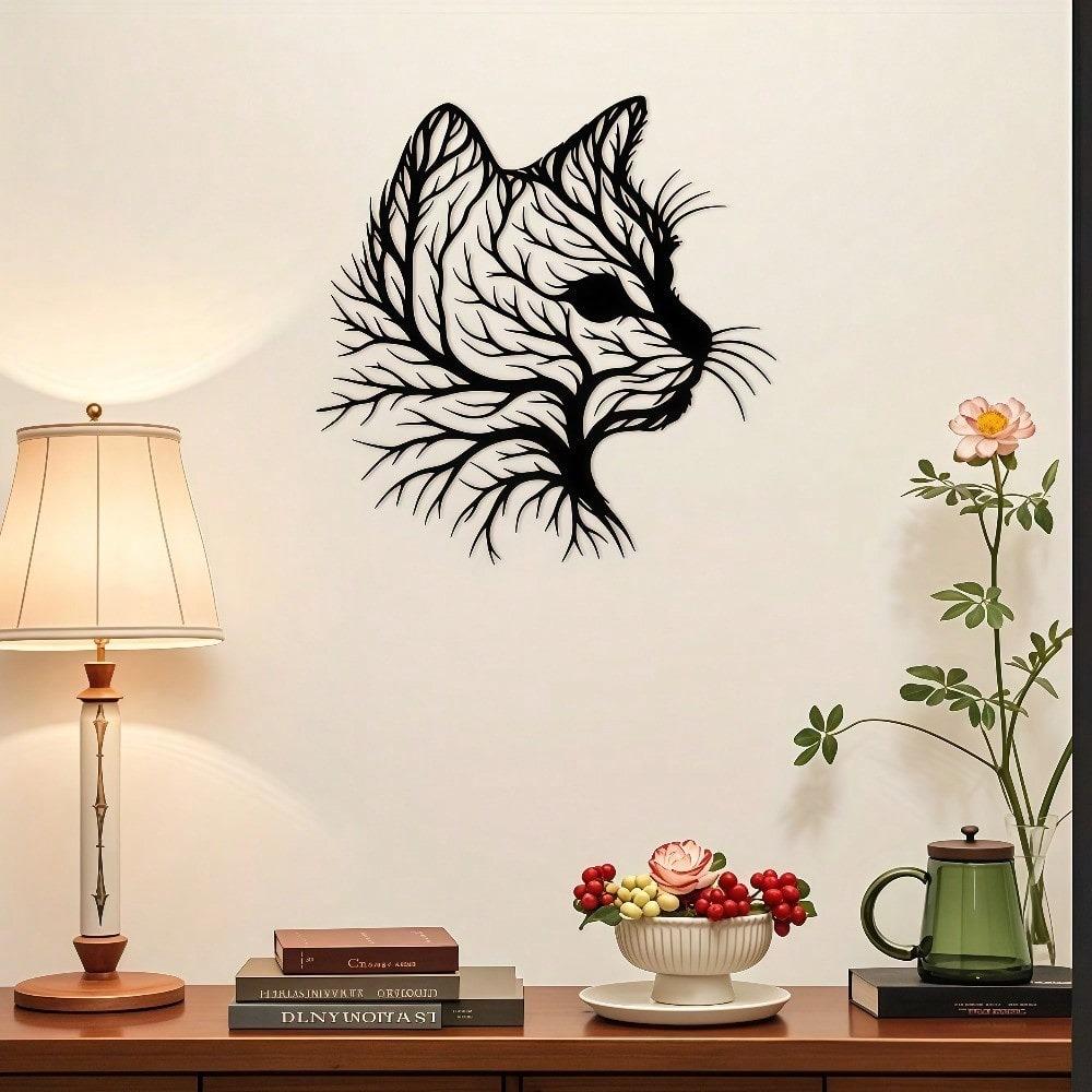 Metallbaum-Silhouette Wanddeko Schwarz Elegant Wohnkunst für Wohnzimmer Schlafzimmer