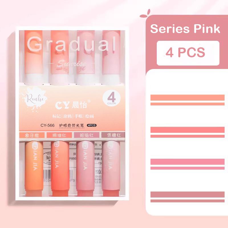 12/4 PCS Highlighter Pen Kawaii Multifunctional Color Markers Graffiti Painting Liner Pen Students School Supplies Stationery