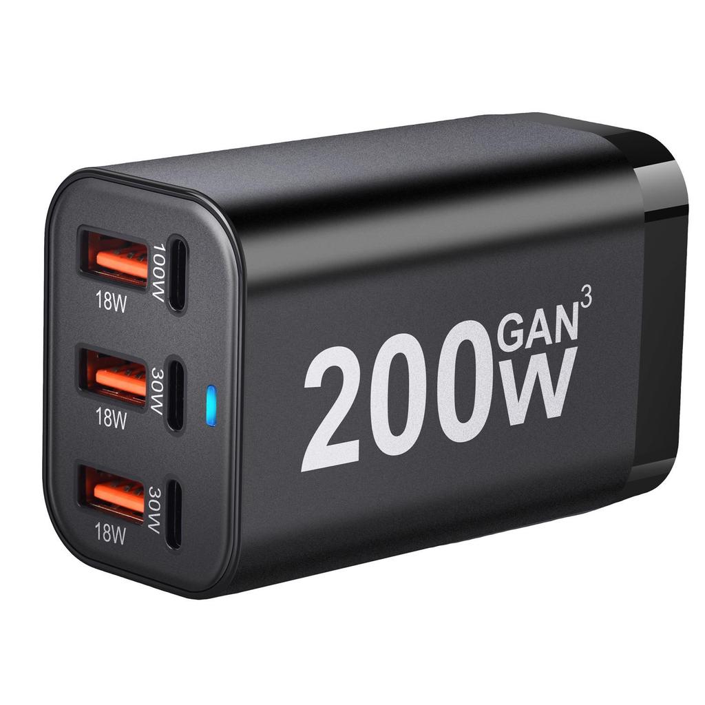 200W GaN PD Charger: 3A3C Multi-port Desktop Power Bank & Adapter