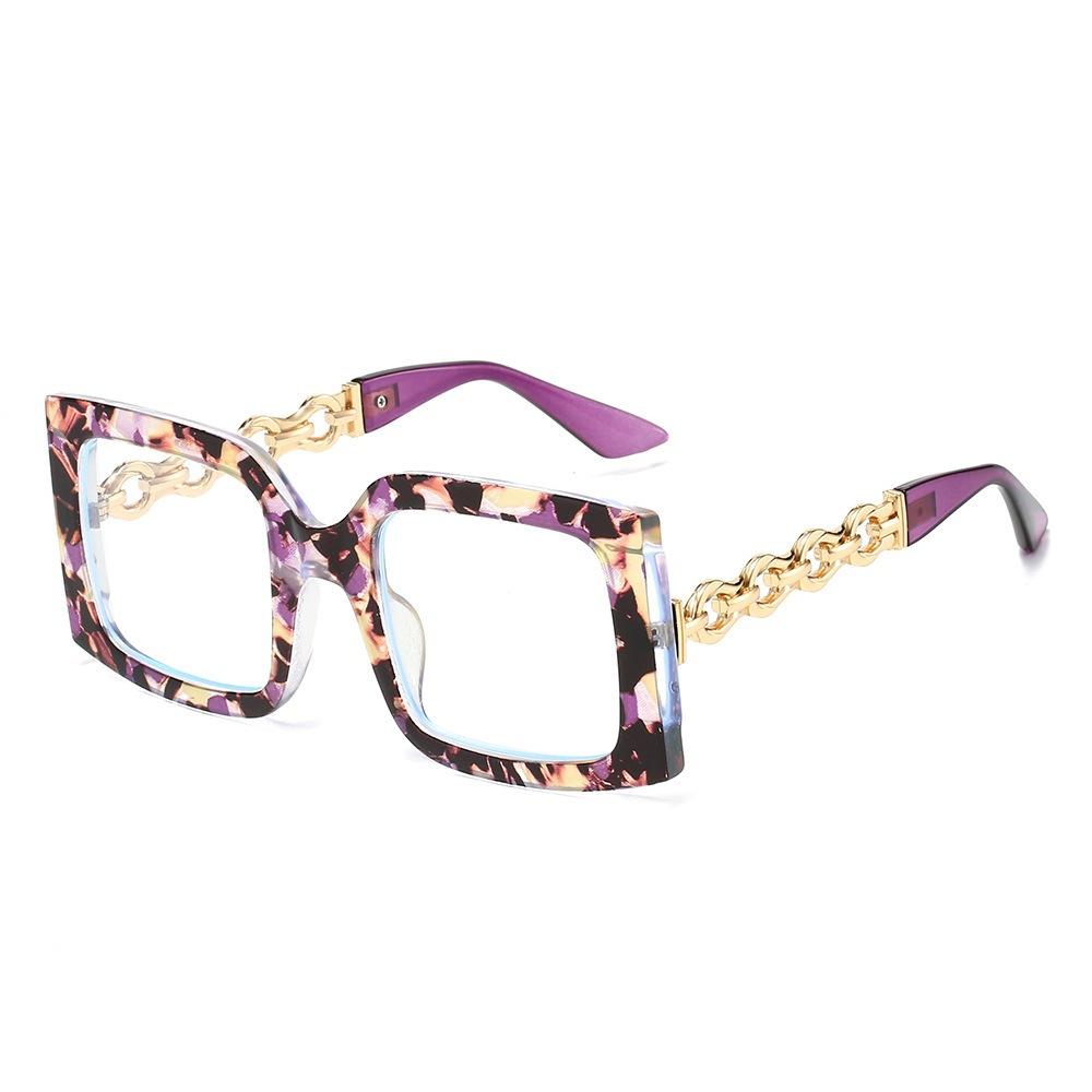 JYL TS Sunglasses UV Square Large Frame Chain/3242