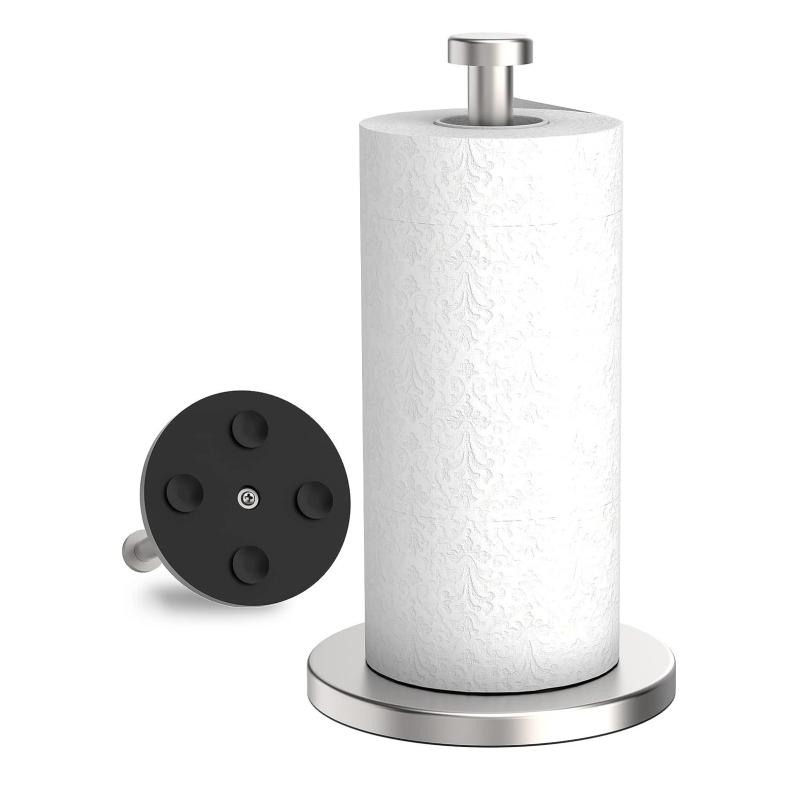 Paper Towel Holder Rack Organizer Stainless Steel Kitchen Roll Holder Countertop Roll Dispenser with Weighted Base