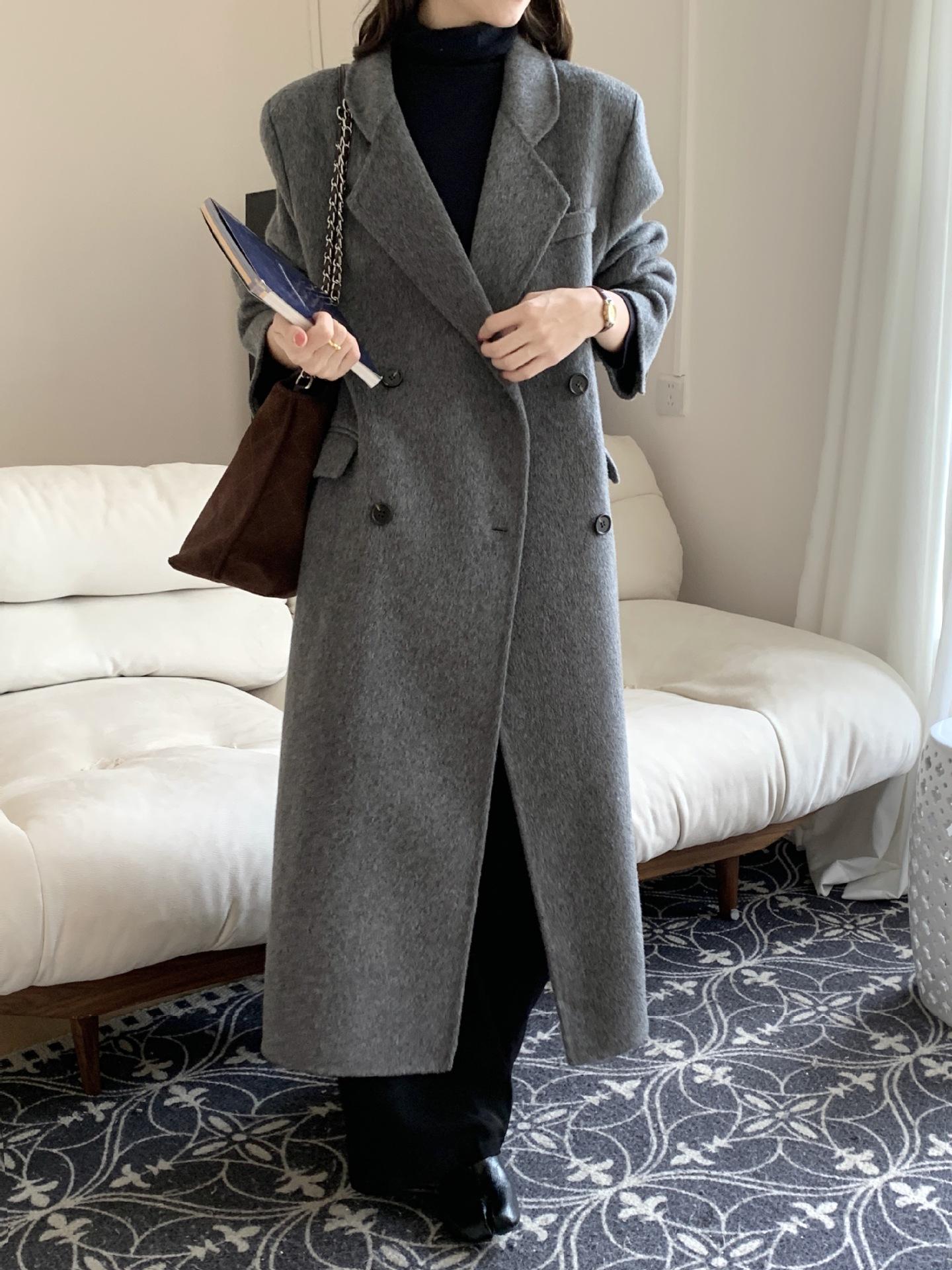 

804 высококлассное атмосферное плечевое пальто из верблюжьей шерсти для женщин, повседневное, универсальное, с темпераментом, шерстяное пальто M светло-серый