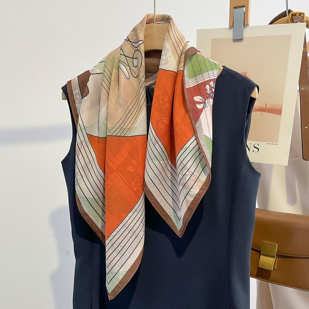 Cotton Feel Headscarf Women Autumn Spring Warm Wraps Soft Neckerchief Fashion Floral Print Hijab Foulard Bandana Head Scarves