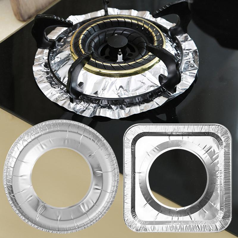 Set da 10 Pezzi Coperture in Foglio di Alluminio Spesso Protezione Anti-Olio per Fornello a Gas Copertura Protettiva Pad Pulizia Resistente Parti per Pulizia Cucina
