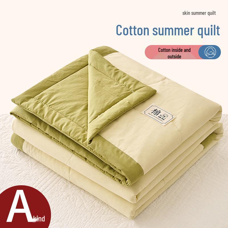 Cotton Solid Color Summer Quilt - Lightweight & Breathable for Dorms and Homes
