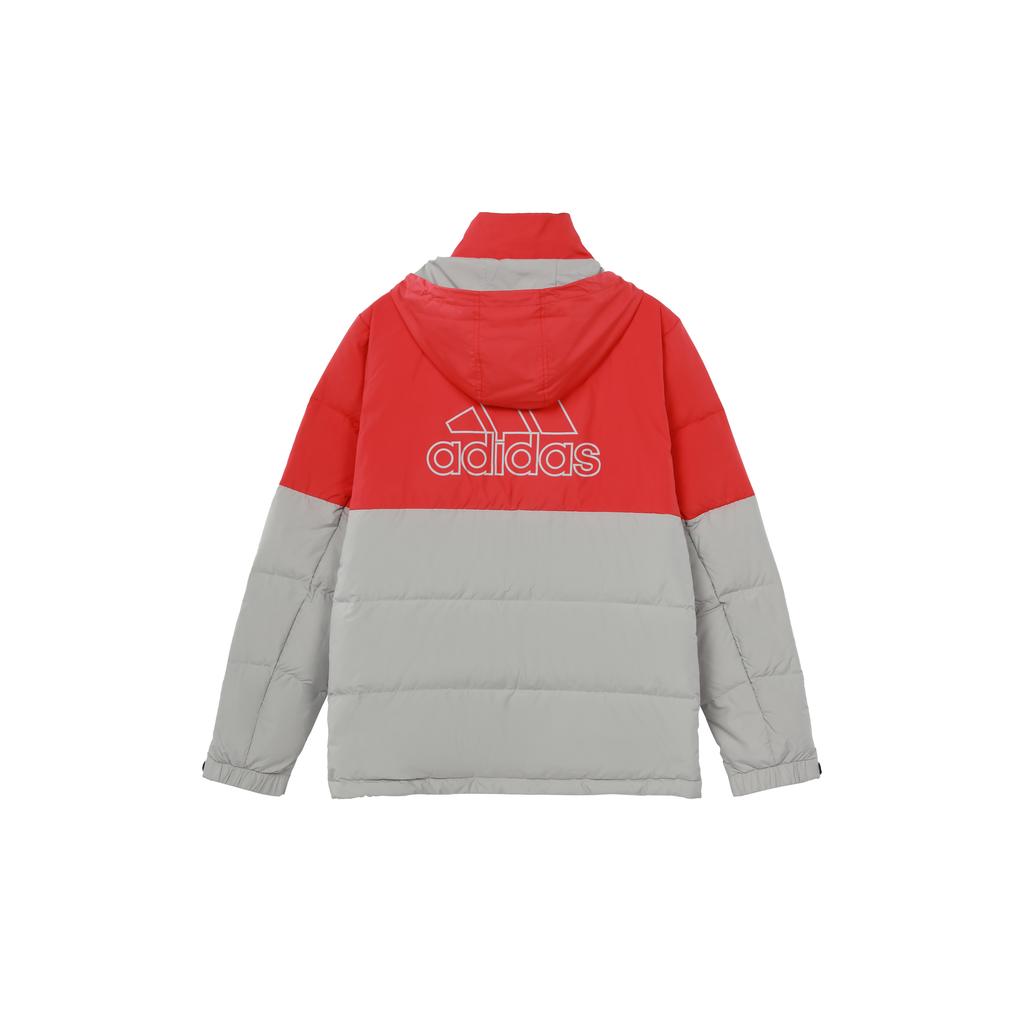 adidas Down Jackets Men's Metallic Gray Hooded Moderate Quilted Down Jacket GF0110