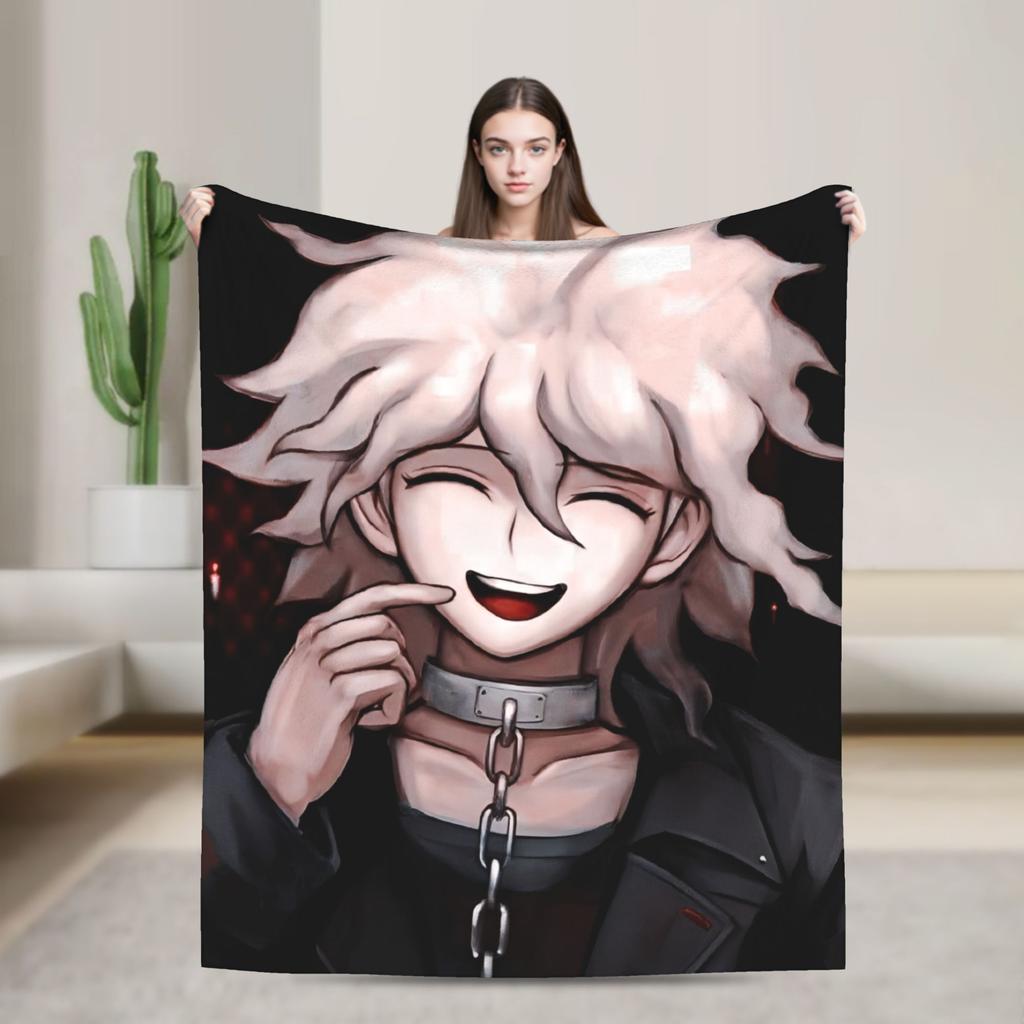 Danganronpa Nagito Komaeda Flannel Blankets Game Anime Novelty Throw Blanket for Home 125*100cm Warm