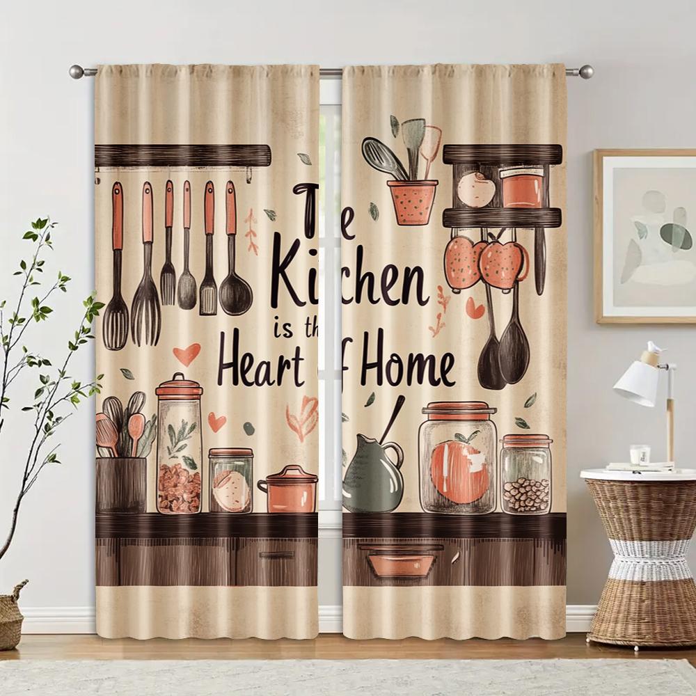 

2 шт., Ткань для штор Овощи Фрукты Прочный полиэстер (без удилища) Все сезоны Идеально для спальни, гостиной 29x65in(75x166cm)