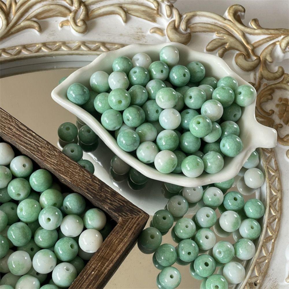 40pcs/set Makeing Bracelet Porcelain Beads Round Loose Spacer Beads Coloured Glaze Beads  Pendant