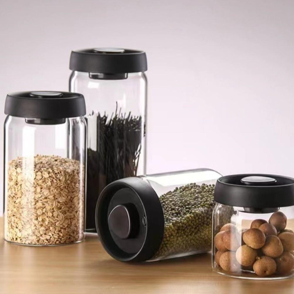 Press Type Coffee Bean Storage Jar Manual Tea Storage Container Whole Grains Storage