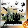 Removable Glass Clings Halloween Static Sticker with Witch/Ghost/Castle/Bat Horror Silhouette Patterns Durable PVC Spooky Shop Window Displays Wall