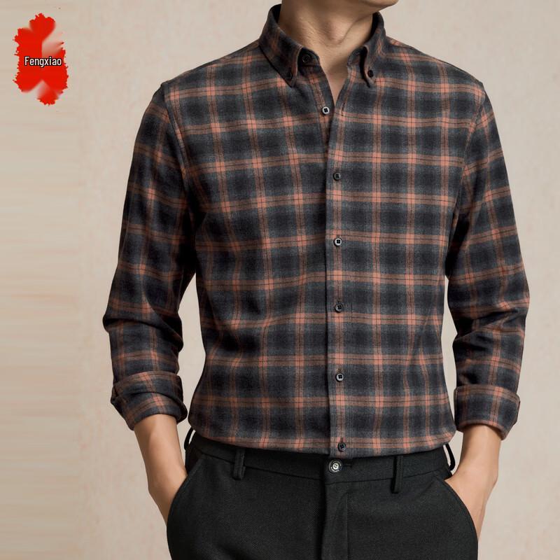 

Мужская фланелевая рубашка с начесом и длинным рукавом XL