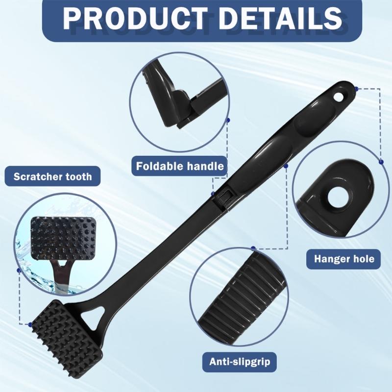 Extendable Collapsible Back Massage Multipurpose Body Scratcher For Humans Pets Gentle Bristles Ergonomic Handle