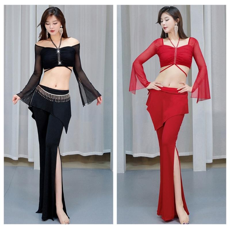 Professional Belly Dance Costume Set With Crop Tops Pants And And Hip Scarf For Stage Performances And Practice