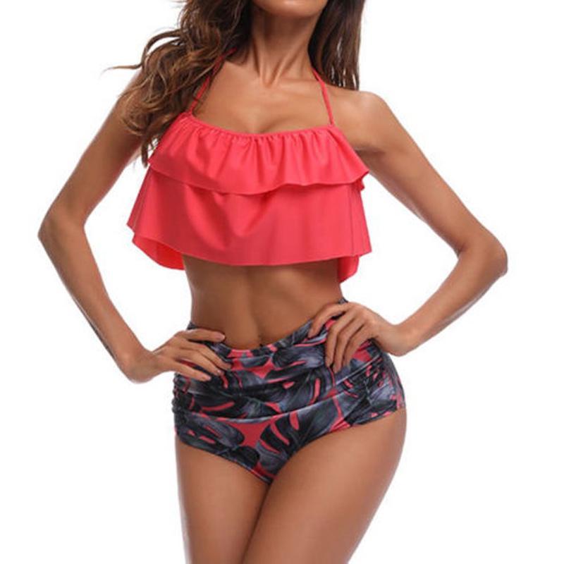 Premium Quality Swimwear Fashion Falbala Women High-waisted Bikini Set For Stylish Comfort