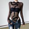 Snake Long Sleeve Lace Jumpsuit Seamless Underwear for Women Patchwork Mesh Thin Shapewear  Gifts