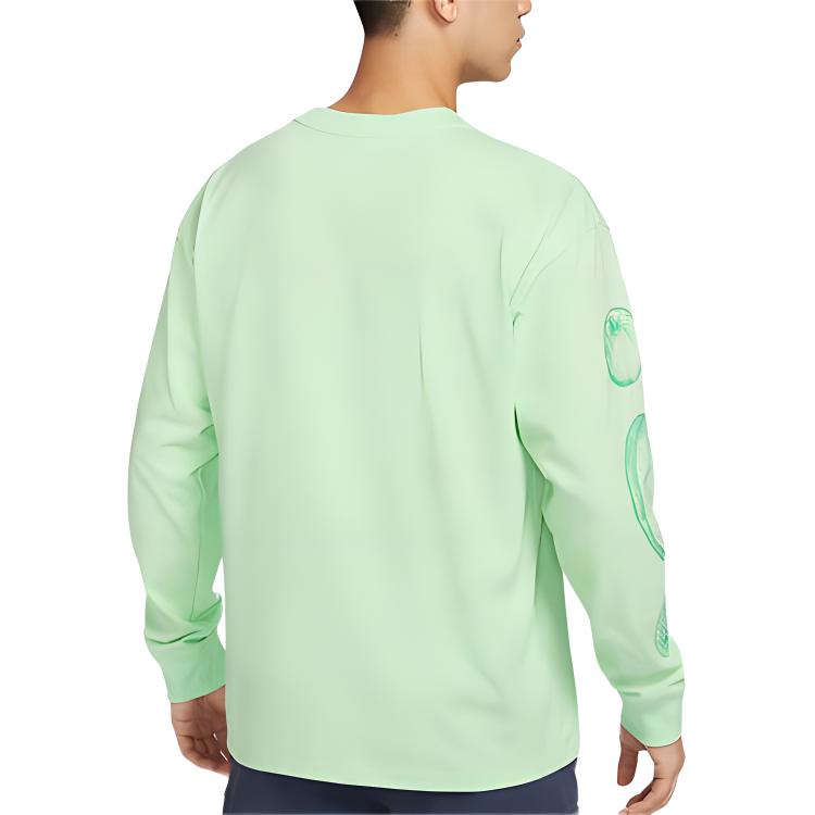 Nike Kényelmes alkalmi gyümölcsmintás kerek nyakú sport kötött hosszú ujjú póló Férfi FelsőkTürkiz FV3489-376