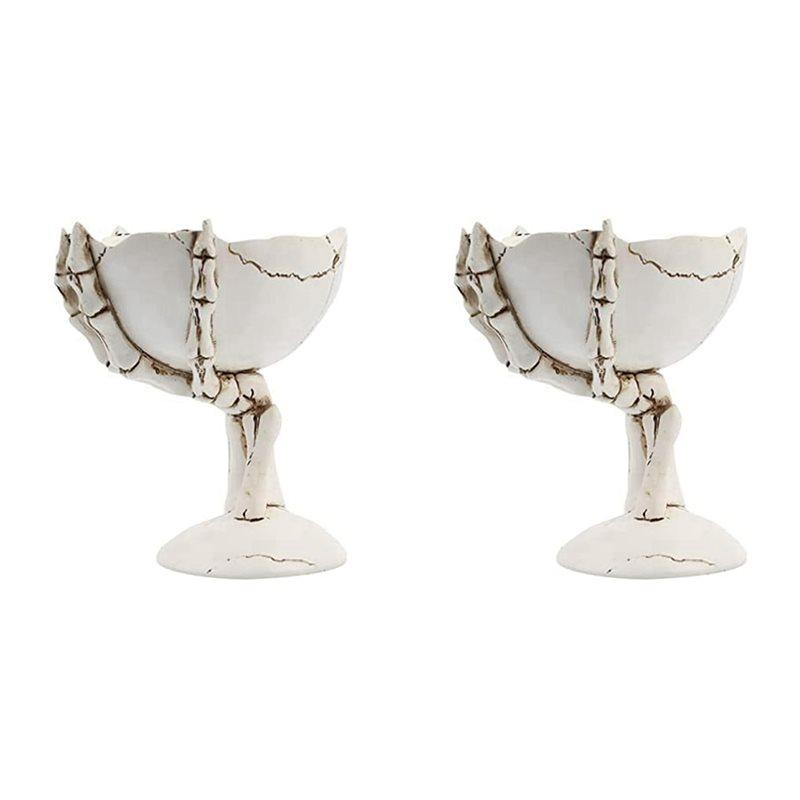2X Halloween Candy Bowls Skeleton Hands Candy Dish Resin Skull Bowl Rustic Halloween Serving Dish Skeleton Figurines