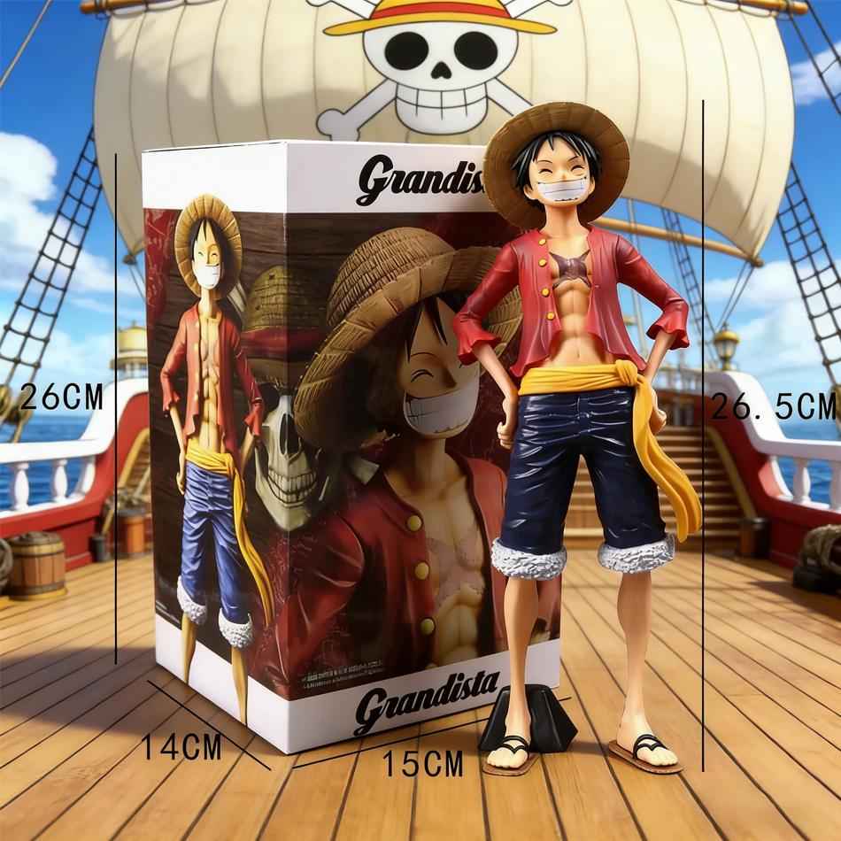 In Stock 27cm One Piece Anime Figure Confident Smiley Luffy Three Form Face Changing Doll Action Figurine Model Toys Kits