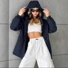 Women's Long Sleeve Hooded Drawstring Windbreaker Jacket