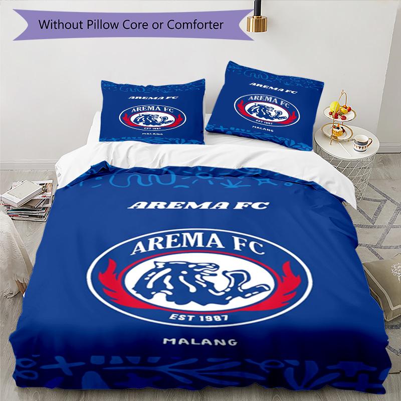 Arema Football Club Printed Pattern Duvet Cover Set – Includes 1 Duvet Cover and 2 Matching Pillowcases Bedroom Decor Christmas Gifts