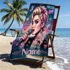Custom Name Personalized Marilyn Monroe Print Beach Towel, for Trip Camping Beach Party Home Decor, Birthday Gift for Family & Friends