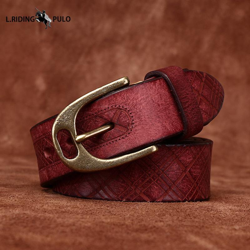 Personalized Diamond Embossed Leather Belt for Men, Genuine Top Layer Cowhide Retro Casual Belt