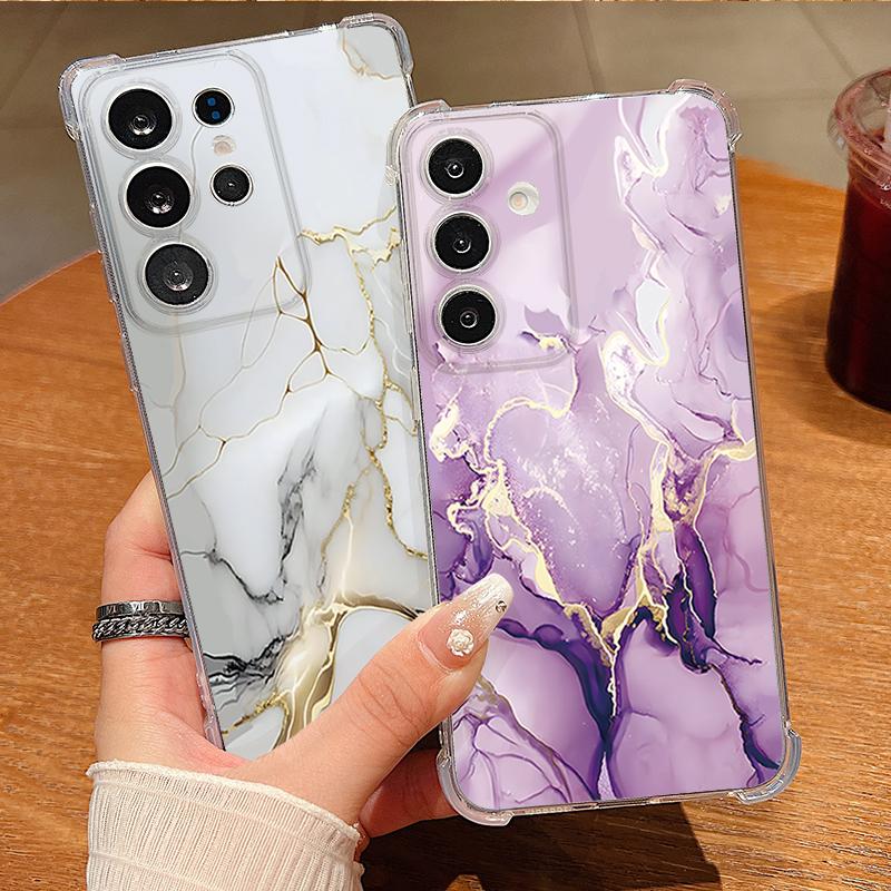 Marble Patterned Phone Case For Samsung Galaxy S26 S25 S24 S23 Ultra S22 S26 Plus S21 S24 S25 FE Clear Shockproof Soft TPU Cover