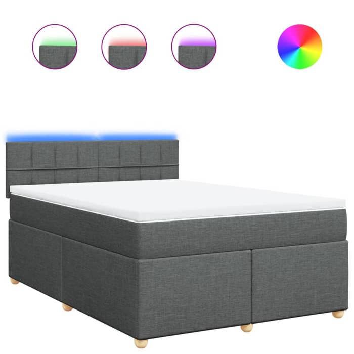 VidaXL Bed Slat Base with Mattress Dark Grey 140x200cm Fabric 3289004