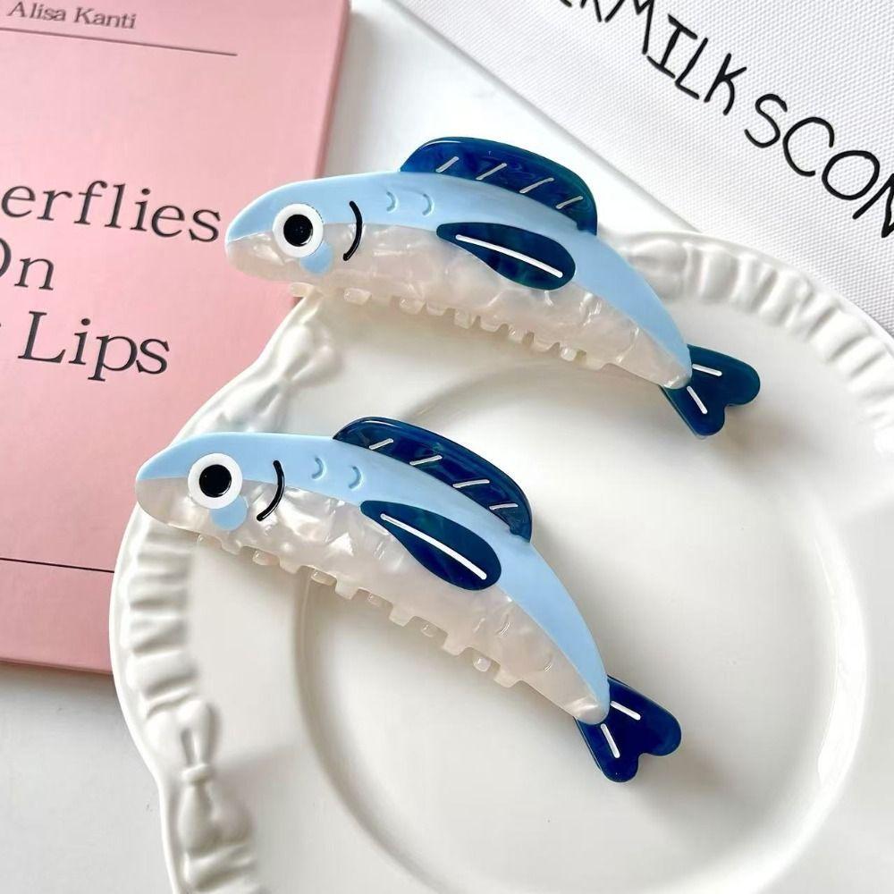 Geometry Ocean Sardine Hair Clip Marine Organism Acetate Grab Clip Large Hair Claw  Vacation