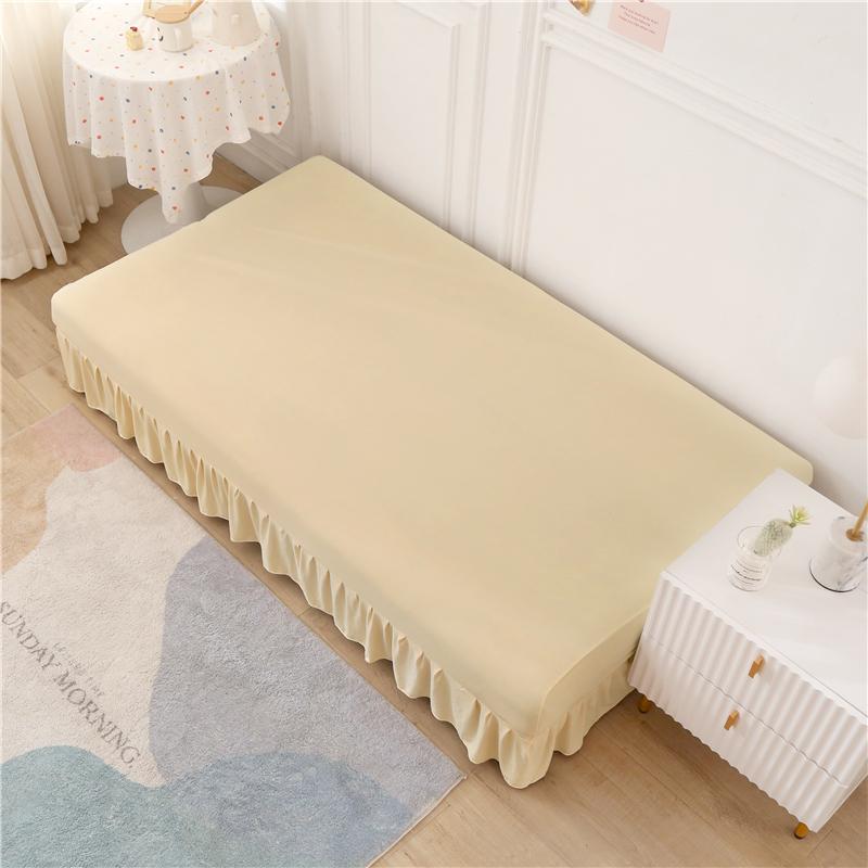 Solid Colour Armless Futon Cover with Ruffle Skirt Highly Stretch Sofa Bed Cover No Arm Sofa Covers Stain Resistant Removable