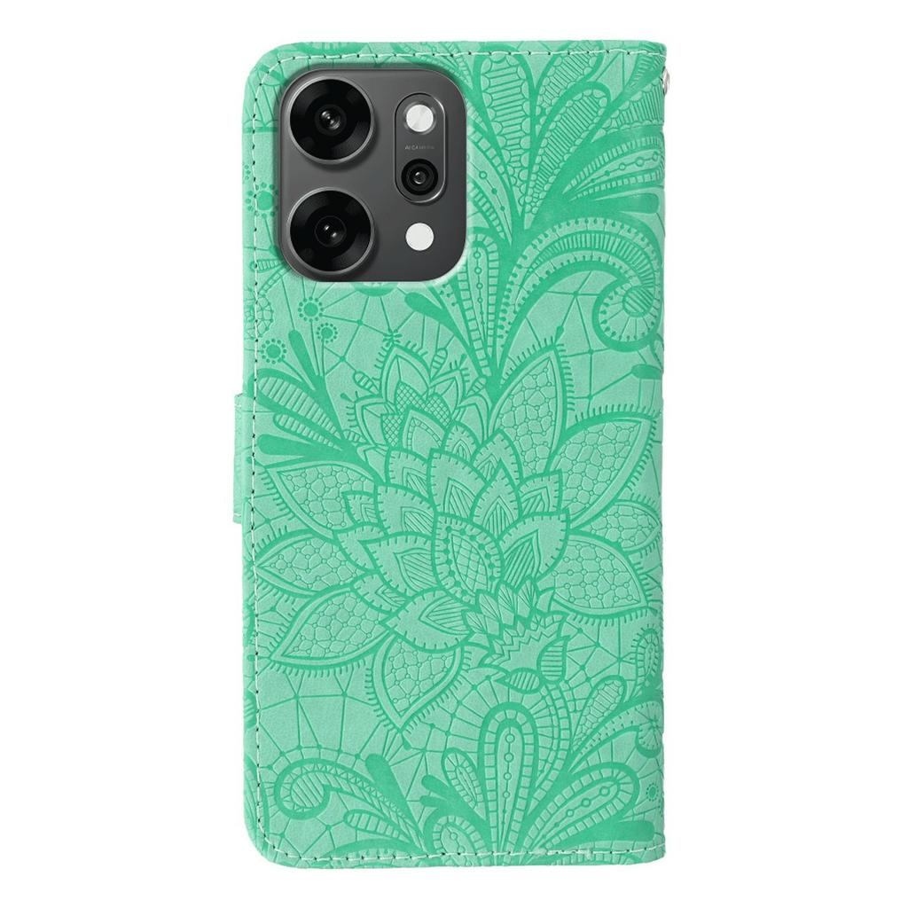 For Oppo Reno14 Pro 5G (Global) Case Lace Flowers PU Leather Flip Wallet Phone Cover