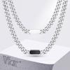 Vnox Unisex Stainless Steel Choker Necklaces,Cuban Link Chain Necklaces for Men Women,Fashion Slide Geometric Bar Pendant Collar
