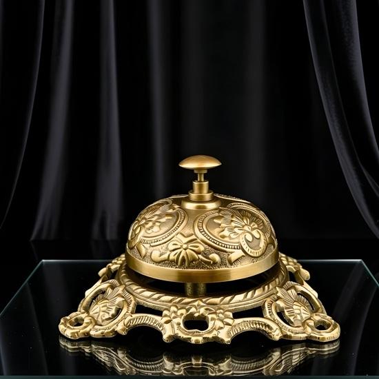 Brass Desk Bell Ornate Floral Reception Service Bell, Countertop Ringer for Hotels
