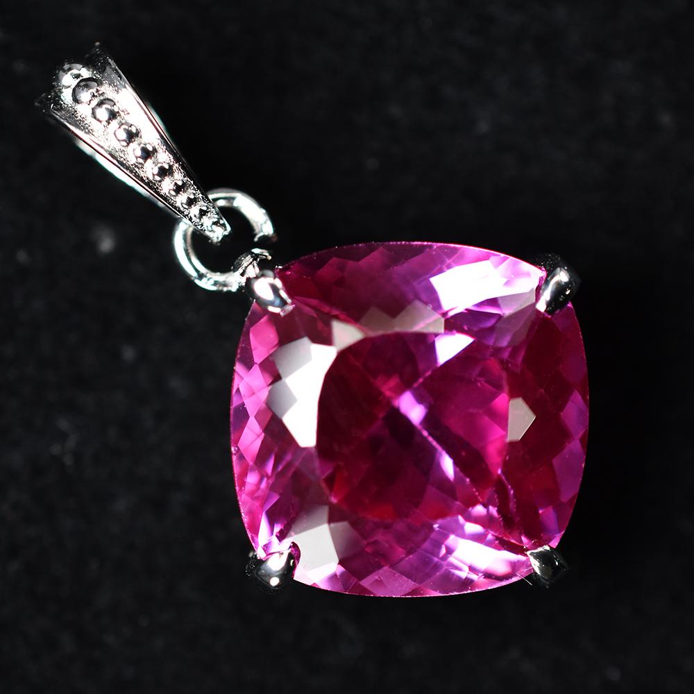 

Natural Certified 32 Ct Pink Sapphire Loose Gemstone 925 Sterling Silver Pendant MY-PDS-340-NS 14.2 mm approx. рожевий