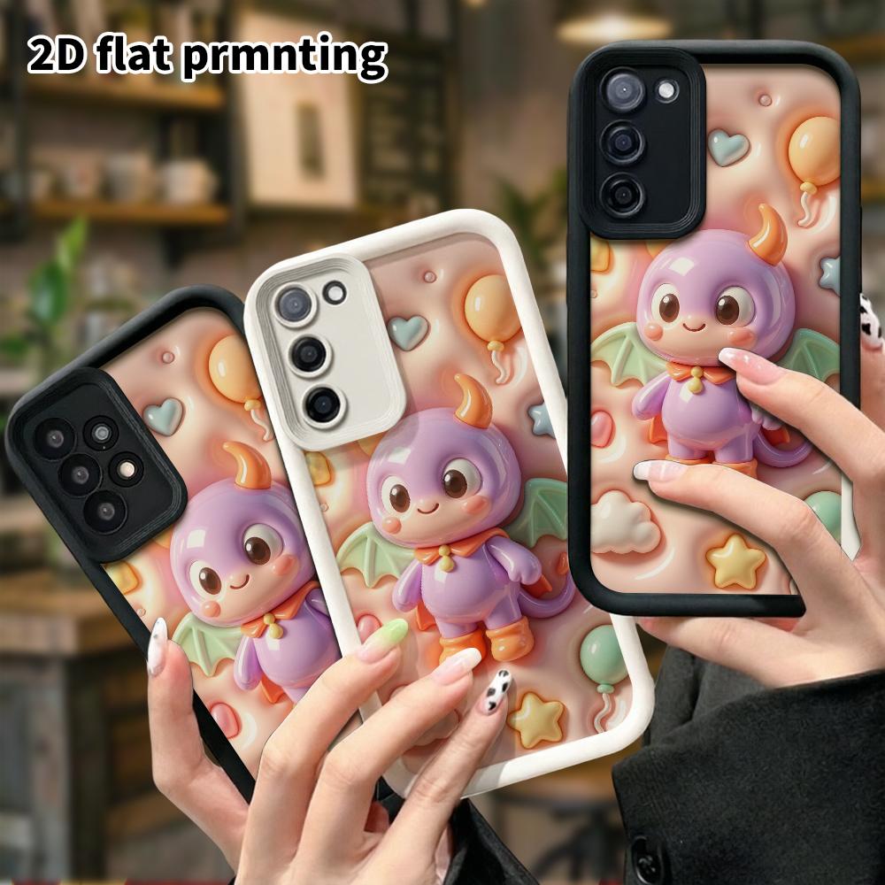 Phone case: 2D flat design suitable for Samsung Galaxy A34 A35 M05 M06 S20 S22 S21 FE Plus 5G protective case, purple little devil, perfect Christmas 