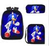 Cartoon Sonic Backpack, Primary And Secondary School Schoolbag, Messenger Bag, Pencil Case Three-Piece Set