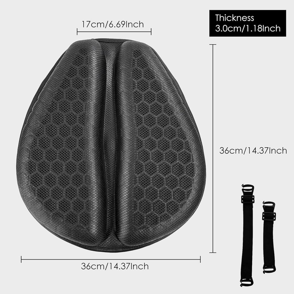 Motorcycle Gel Seat Cushion-Foldable Soft Pressure Relief Pad with Petal Ergonomic Design&3D Honeycomb Breathable Structure