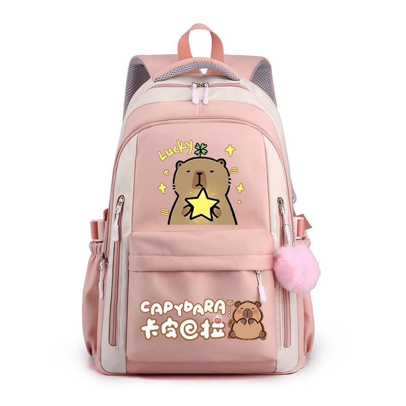 Kapibara Schoolbag New 2024 Ridge Protection Cute Men and Women High Value Cartoon Printing Large Capacity Backpack