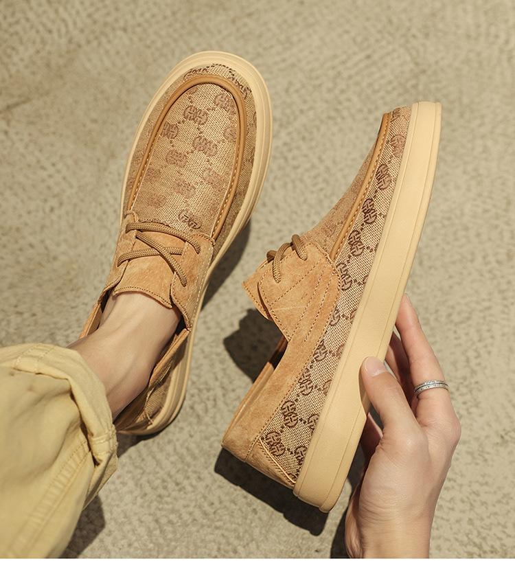 2024 New Shoes for Men Canvas Casual Shoes Street Fashion Print Flat Skateboard Shoes Youth Lace-up Sneakers