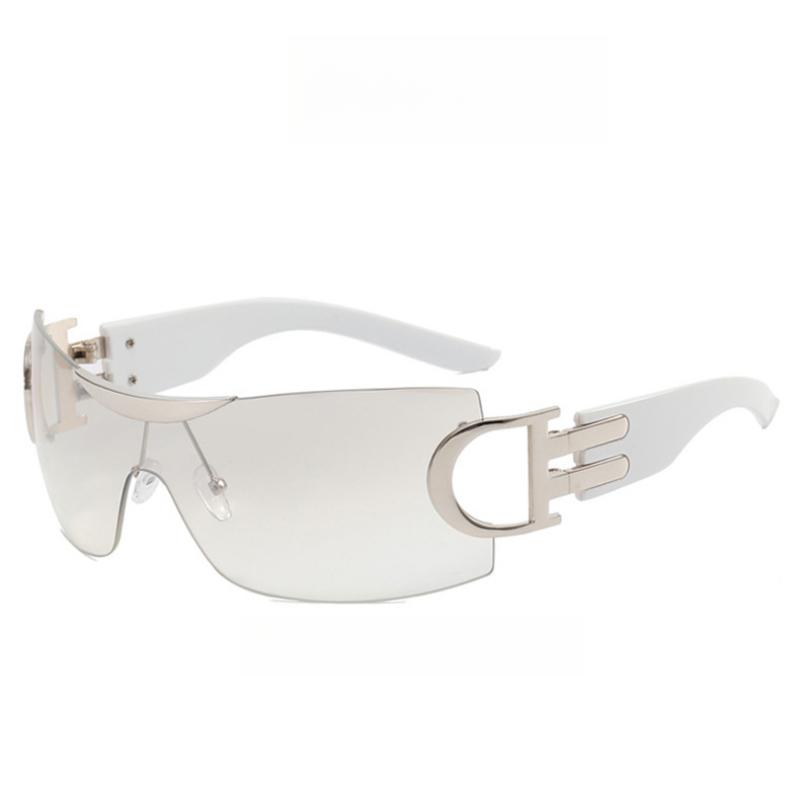 Óculos de Sol Femininos Y2K Futuristas Sem Armação para Festas de Rua Acessórios de Praia