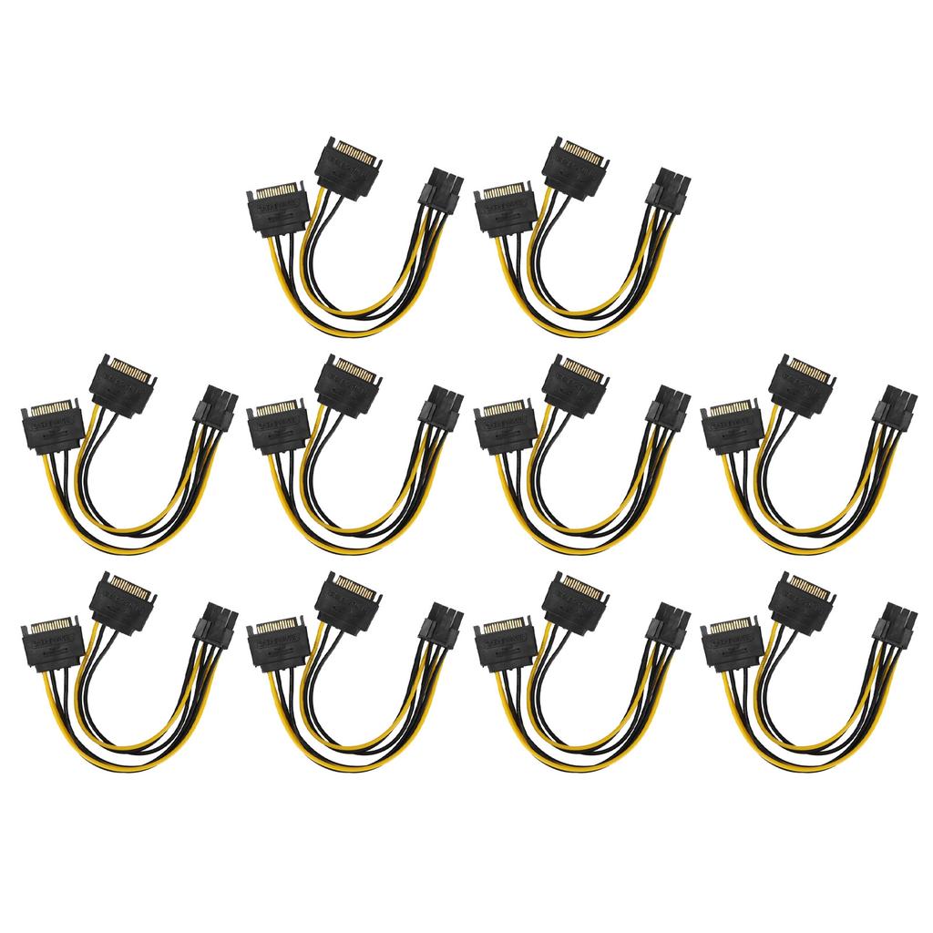 10pcs Sata Cable Dual 15pin To Graphics Card 6+2pin Graphics Card 8pin Power Extension Cable for Laptop Desktop