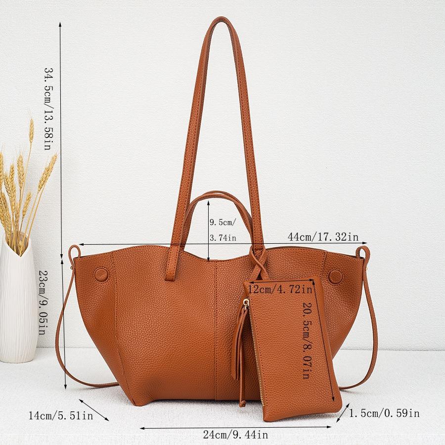 Fashion Commuter Large Capacity Shoulder Bag Lychee Pattern Niche Handbag Trendy Tote Bag Luxury Wholesale Bag