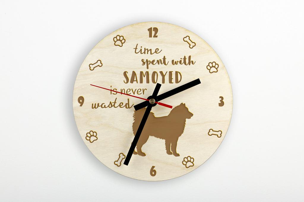 Samoyed, Bjelkier, Samoiedskaya Sobaka - clock with dog, wooden clock with engraving, personalised clock by Art-Dog