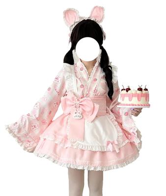 XHSUKADO Dress Perfect for and Perfect for and Other Traditional Japanese Includes a Rabbit Print Mini and Cute Checkered Long and Perfect for Cafes