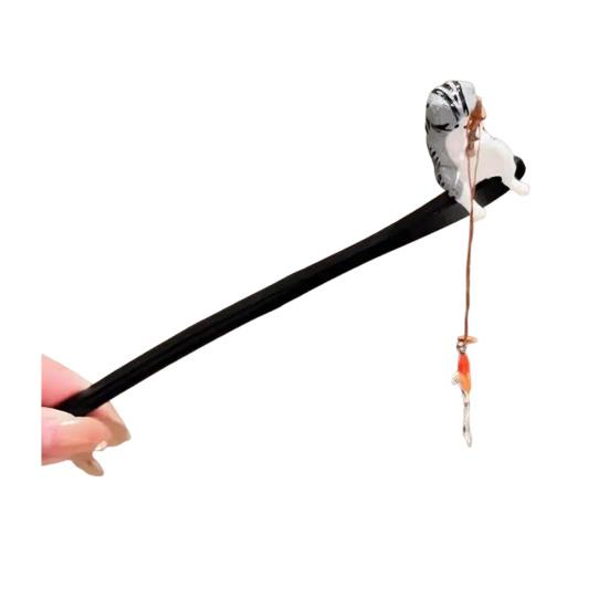 Hair Stick Cat Fishing Decor Hair Stick Chinese Style Easy Clip Design Women Girl Hair Pin Hair Accessories
