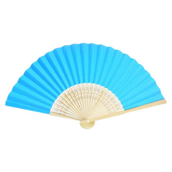 

Складные ручные веера для женщин, многоразовый бумажный веер для свадьбы, танцевальной вечеринки, сувениры, DIY поделки, легкий дорожный веер синий