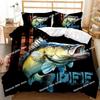 Set Copripiumino Pesca Luccio Caccia Biancheria da Letto Copripiumino Pesca a Mosca Matrimoniale King Completo Poliestere Coperta Trapuntata Ragazzi Adulti