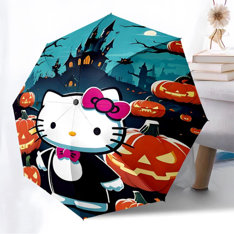 1PC Halloween Hello Kitty Automatic Folding Umbrella | Vibrant Motif & Compact Design for Everyoneyy250930056