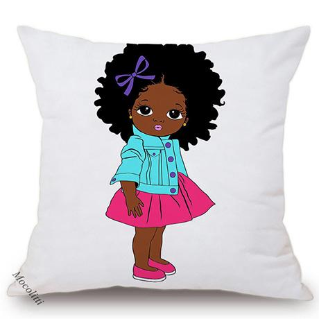 Africa Baby Cartoon Throw Pillow Case Cute Girl Children Room Sofa Bed Decorative Cushion Cover Velvet Soft Pillowcase 45X45Cm